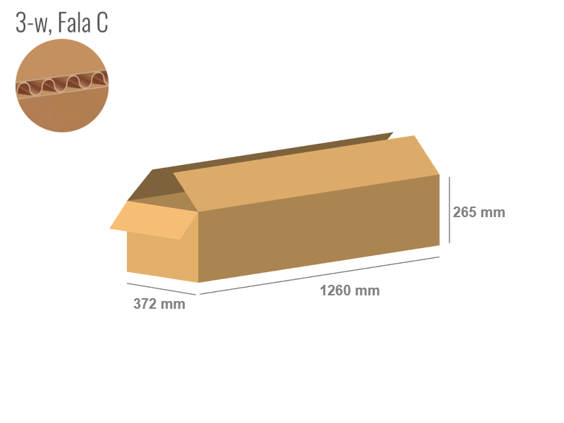 Cardboard box 1260x372x265 - with Flaps (Fefco 201) - Single Wall (3-layer)