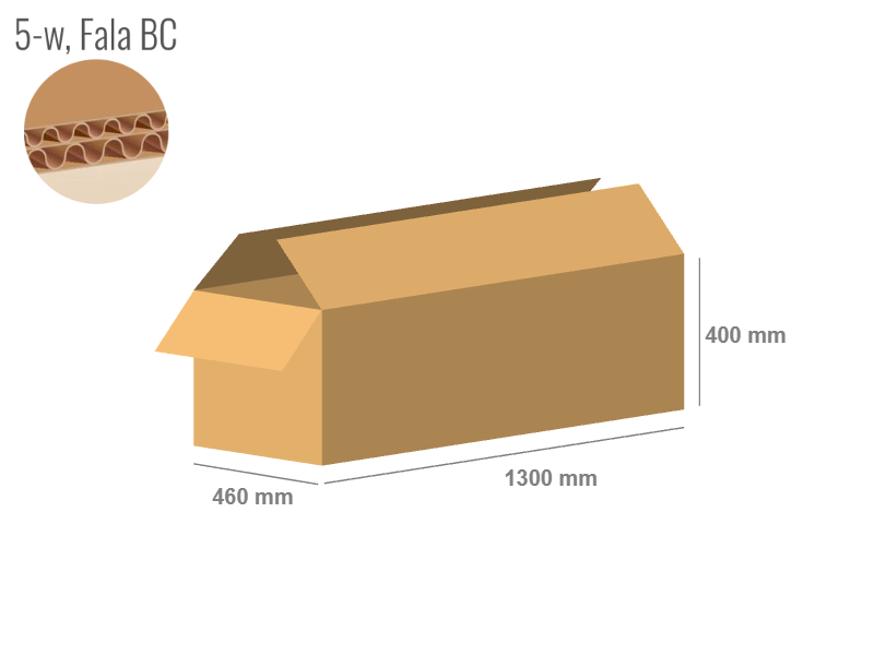 Cardboard box 1300x460x400 - with Flaps (Fefco 201) - Double Wall (5-layer)