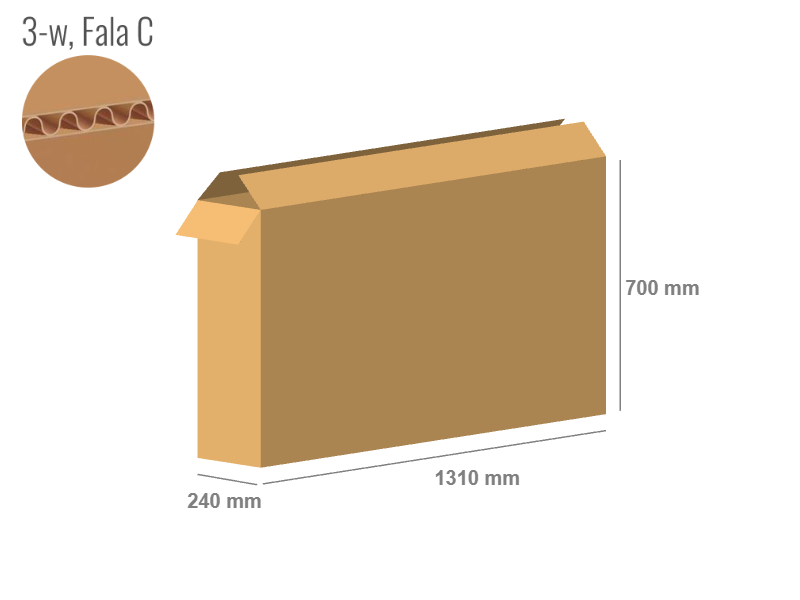 Cardboard box 1310x240x700 - with Flaps (Fefco 201) - Single Wall (3-layer)
