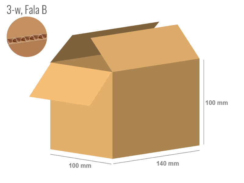 Cardboard box 140x100x100 - with Flaps (Fefco 201) - Single Wall (3-layer)