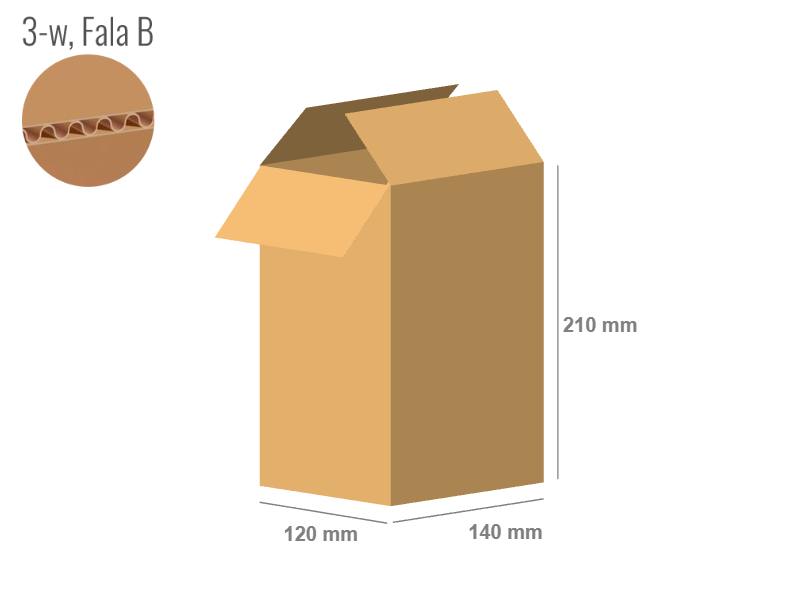 Cardboard box 140x120x210 - with Flaps (Fefco 201) - Single Wall (3-layer)