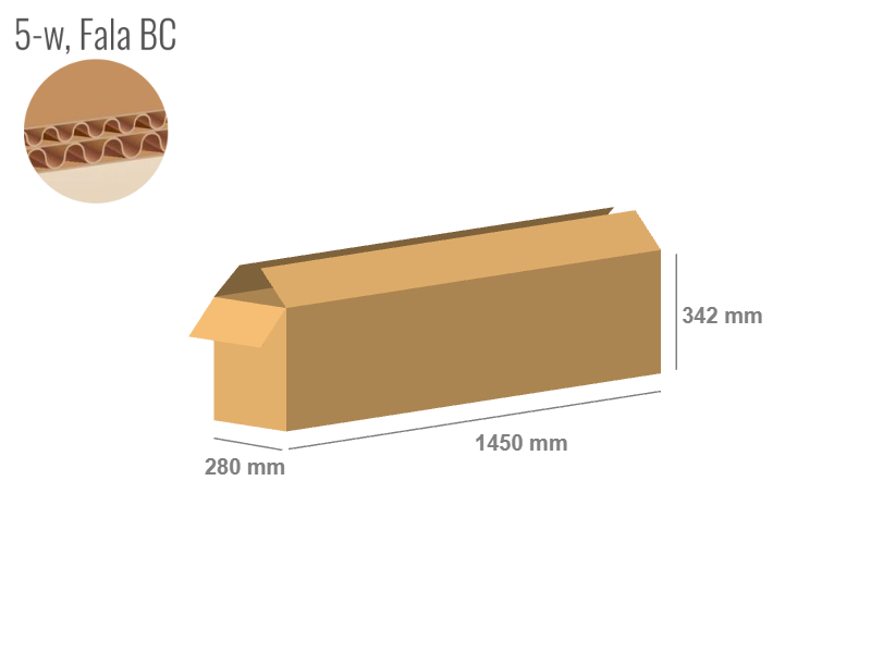 Cardboard box 1450x280x342 - with Flaps (Fefco 201) - Double Wall (5-layer)