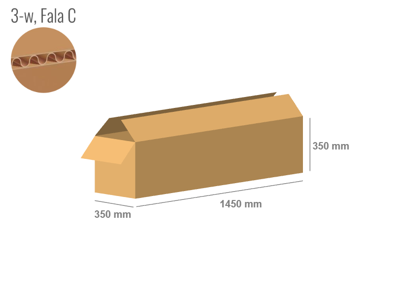 Cardboard box 1450x350x350 - with Flaps (Fefco 201) - Single Wall (3-layer)