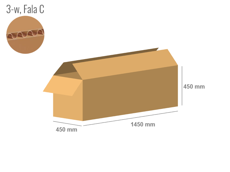 Cardboard box 1450x450x450 - with Flaps (Fefco 201) - Single Wall (3-layer)