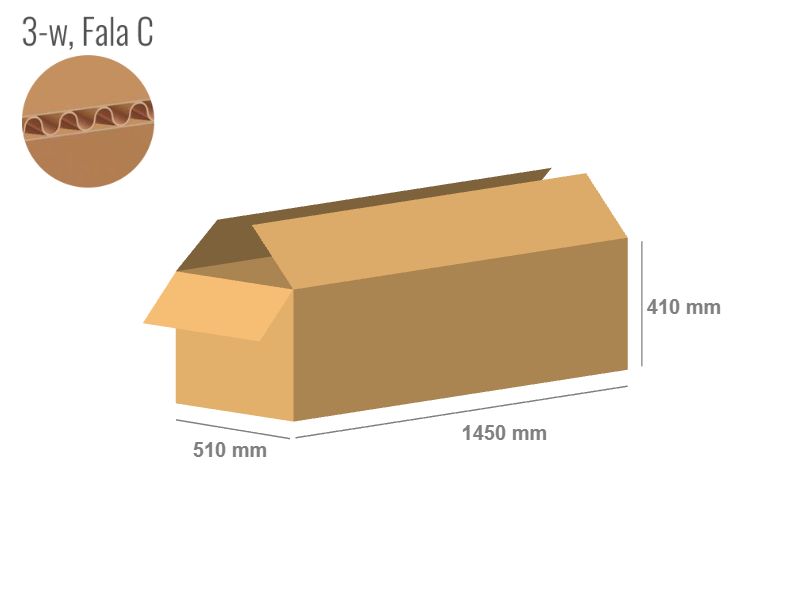 Cardboard box 1450x510x410 - with Flaps (Fefco 201) - Single Wall (3-layer)
