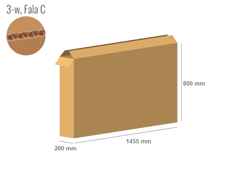 Cardboard box 1455x200x800 - with Flaps (Fefco 201) - Single Wall (3-layer)