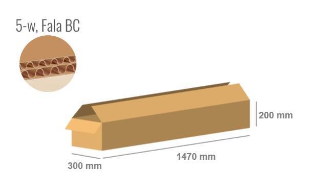 Cardboard box 1470x300x200 - with Flaps (Fefco 201) - Double Wall (5-layer)