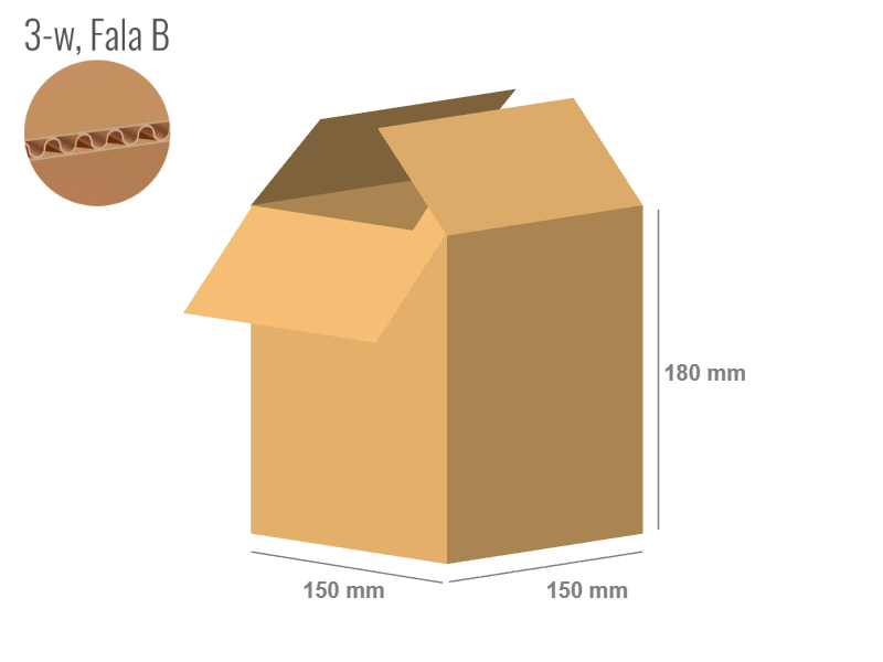 Cardboard box 150x150x180 - with Flaps (Fefco 201) - Single Wall (3-layer)