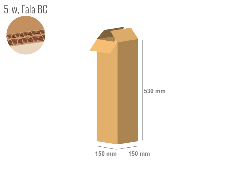 Cardboard box 150x150x530 - with Flaps (Fefco 201) - Double Wall (5-layer)