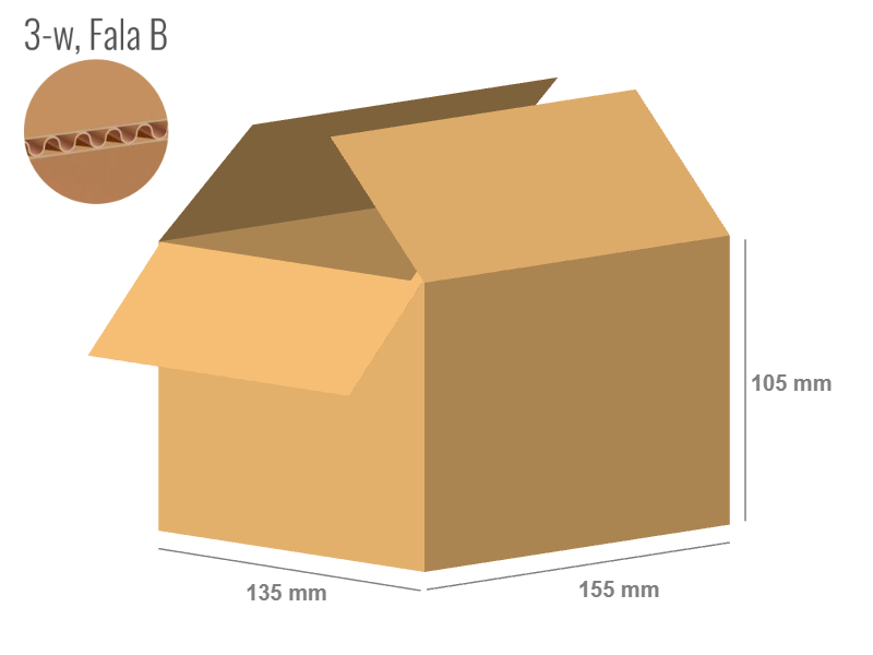 Cardboard box 155x135x105 - with Flaps (Fefco 201) - Single Wall (3-layer)