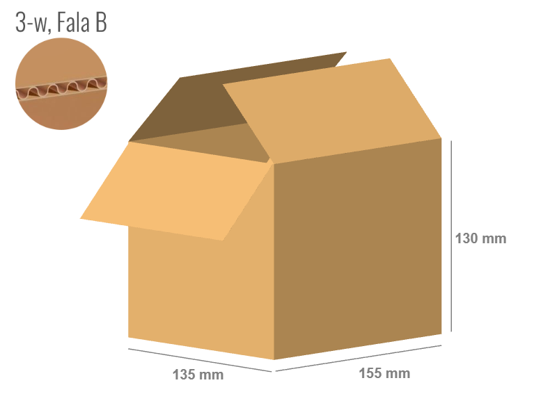 Cardboard box 155x135x130 - with Flaps (Fefco 201) - Single Wall (3-layer)