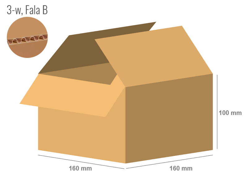 Cardboard box 160x160x100 - with Flaps (Fefco 201) - Single Wall (3-layer)