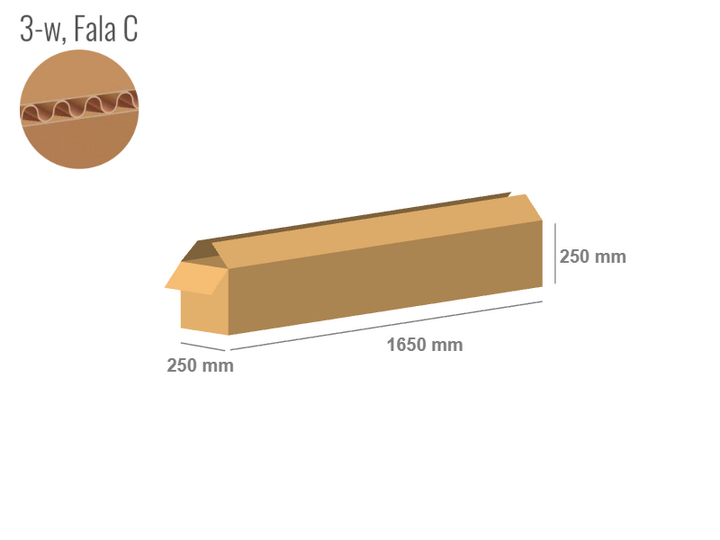 Cardboard box 1650x250x250 - with Flaps (Fefco 201) - Single Wall (3-layer)