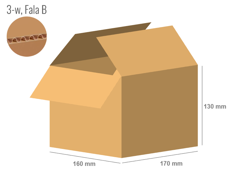 Cardboard box 170x160x130 - with Flaps (Fefco 201) - Single Wall (3-layer)