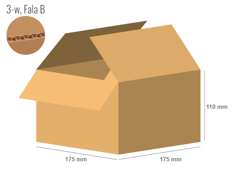 Cardboard box 175x175x110 - with Flaps (Fefco 201) - Single Wall (3-layer)