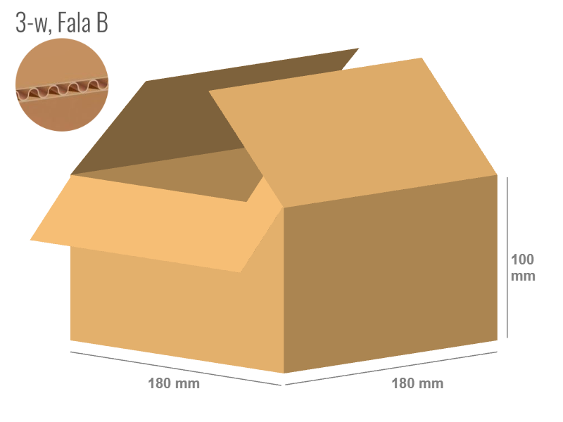 Cardboard box 180x180x100 - with Flaps (Fefco 201) - Single Wall (3-layer)
