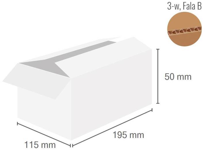 Cardboard box 195x115x50 - with Flaps (Fefco 201) - 3-layer (3w)