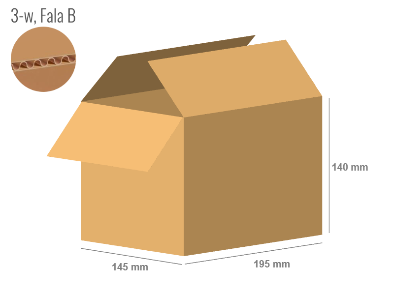 Cardboard box 195x145x140 - with Flaps (Fefco 201) - Single Wall (3-layer)