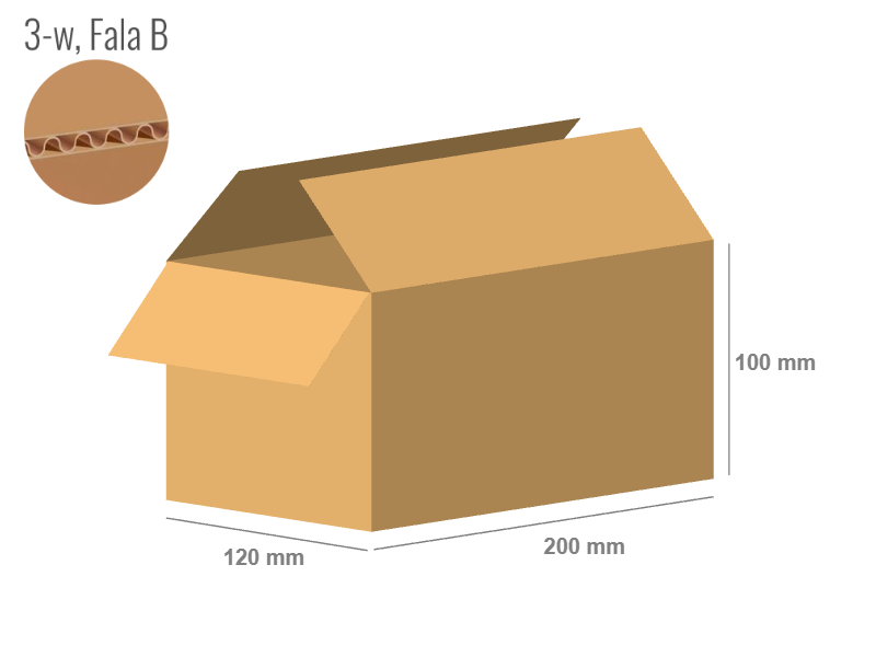 Cardboard box 200x120x100 - with Flaps (Fefco 201) - Single Wall (3-layer)
