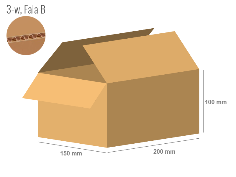 Cardboard box 200x150x100 - with Flaps (Fefco 201) - Single Wall (3-layer)
