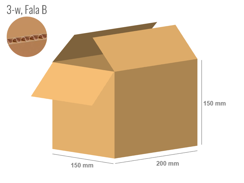 Cardboard box 200x150x150 - with Flaps (Fefco 201) - Single Wall (3-layer)