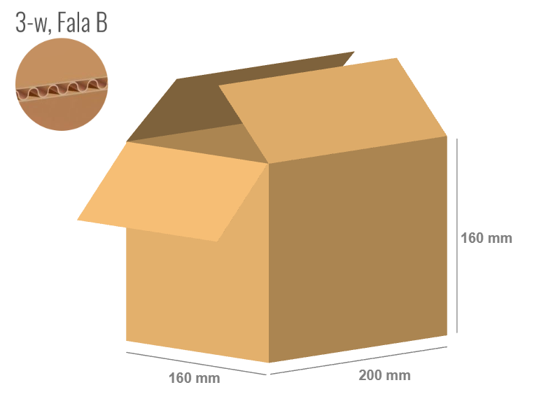 Cardboard box 200x160x160 - with Flaps (Fefco 201) - Single Wall (3-layer)