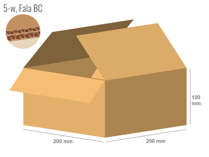 Cardboard box 200x200x100 - with Flaps (Fefco 201) - Double Wall (5-layer)