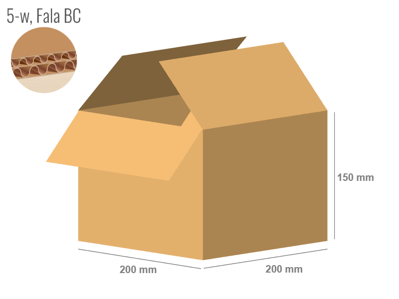 Cardboard box 200x200x150 - with Flaps (Fefco 201) - Double Wall (5-layer)
