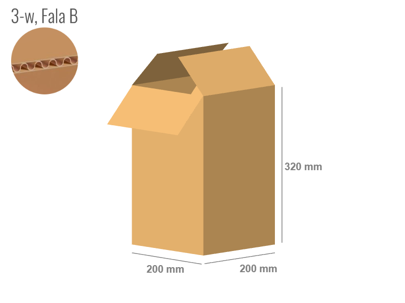 Cardboard box 200x200x320 - with Flaps (Fefco 201) - Single Wall (3-layer)