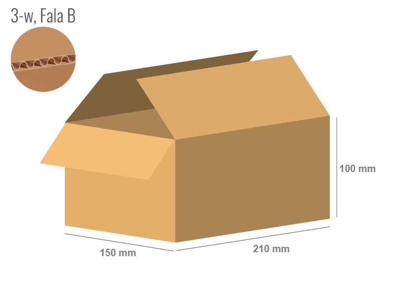 Cardboard box 210x150x100 - with Flaps (Fefco 201) - Single Wall (3-layer)
