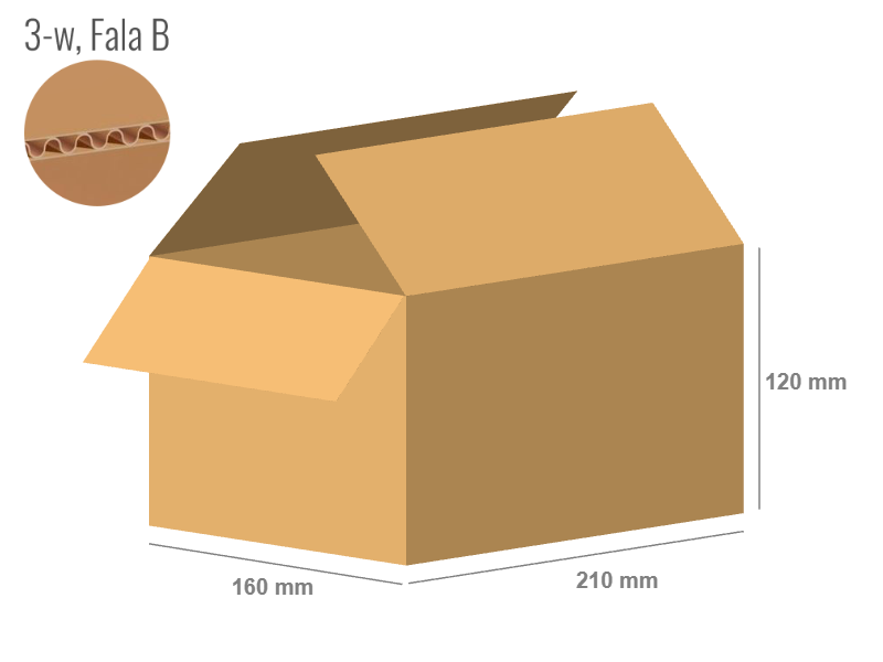 Cardboard box 210x160x120 - with Flaps (Fefco 201) - Single Wall (3-layer)