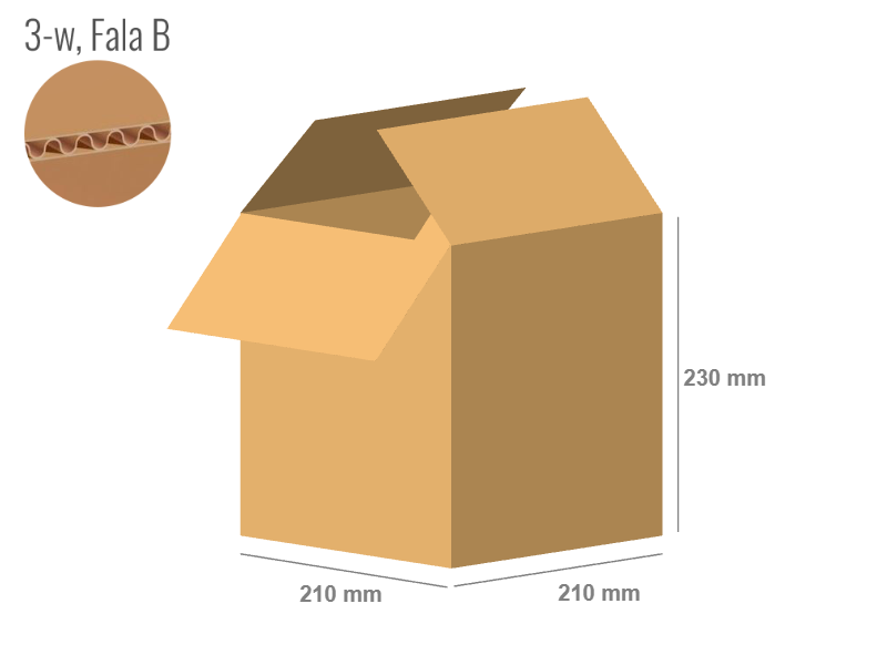 Cardboard box 210x210x230 - with Flaps (Fefco 201) - Single Wall (3-layer)