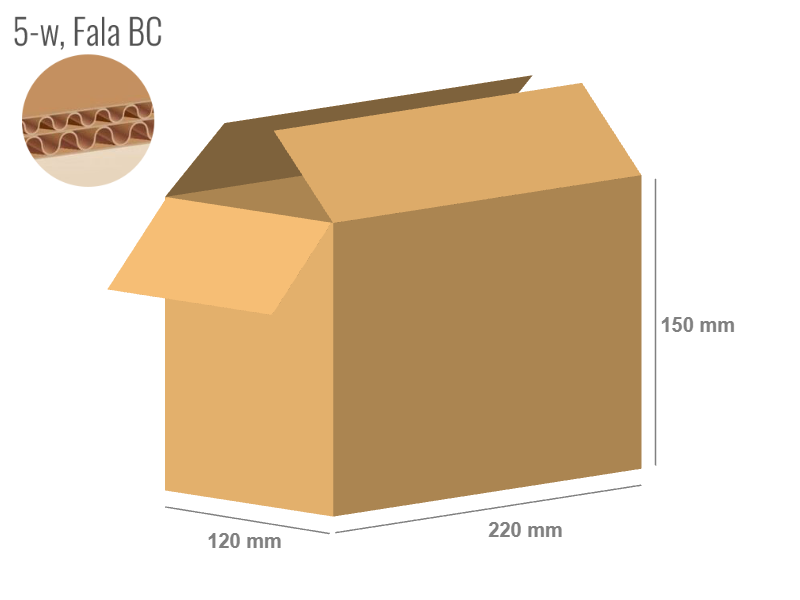 Cardboard box 220x120x150 - with Flaps (Fefco 201) - Double Wall (5-layer)