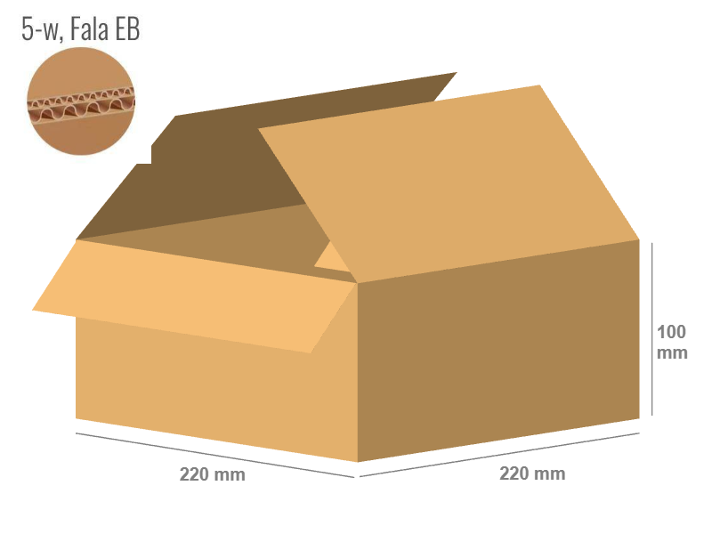 Cardboard box 220x220x100 - with Flaps (Fefco 201) - Double Wall (5-layer)