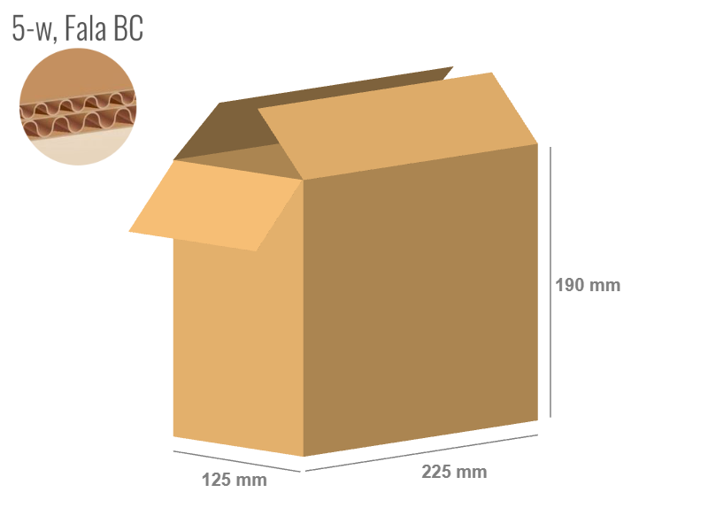 Cardboard box 225x125x190 - with Flaps (Fefco 201) - Double Wall (5-layer)