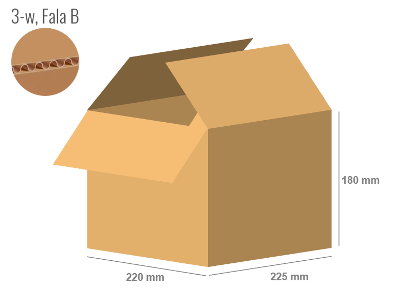 Cardboard box 225x220x180 - with Flaps (Fefco 201) - Single Wall (3-layer)