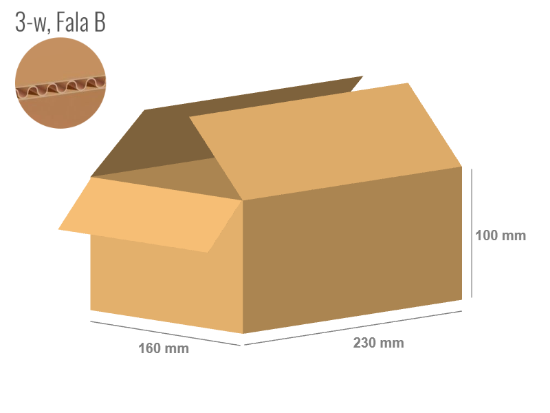 Cardboard box 230x160x100 - with Flaps (Fefco 201) - Single Wall (3-layer)