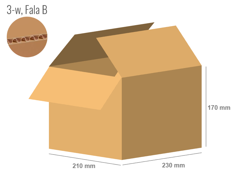 Cardboard box 230x210x170 - with Flaps (Fefco 201) - Single Wall (3-layer)