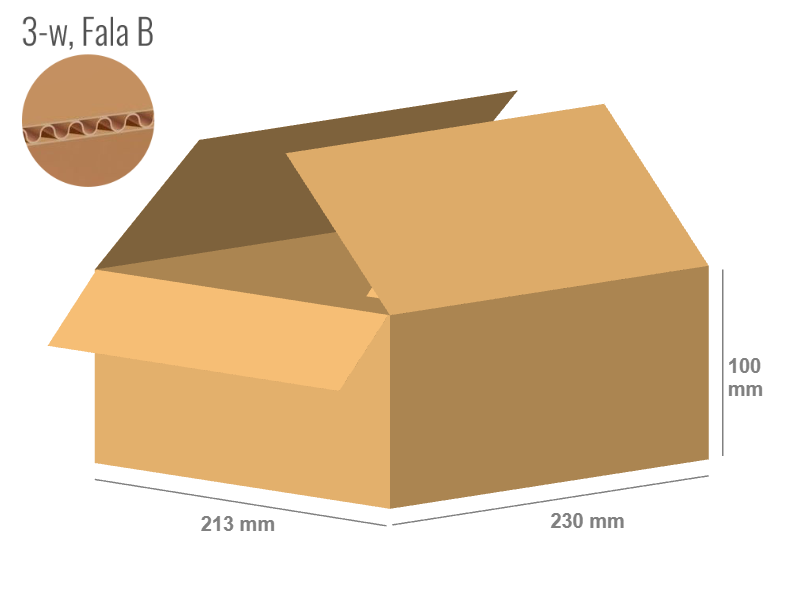 Cardboard box 230x213x100 - with Flaps (Fefco 201) - Single Wall (3-layer)