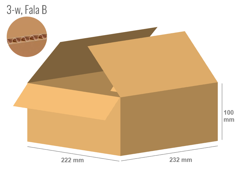 Cardboard box 232x222x100 - with Flaps (Fefco 201) - Single Wall (3-layer)