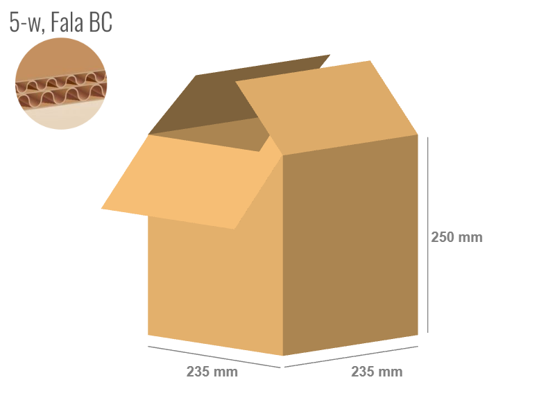 Cardboard box 235x235x250 - with Flaps (Fefco 201) - Double Wall (5-layer)