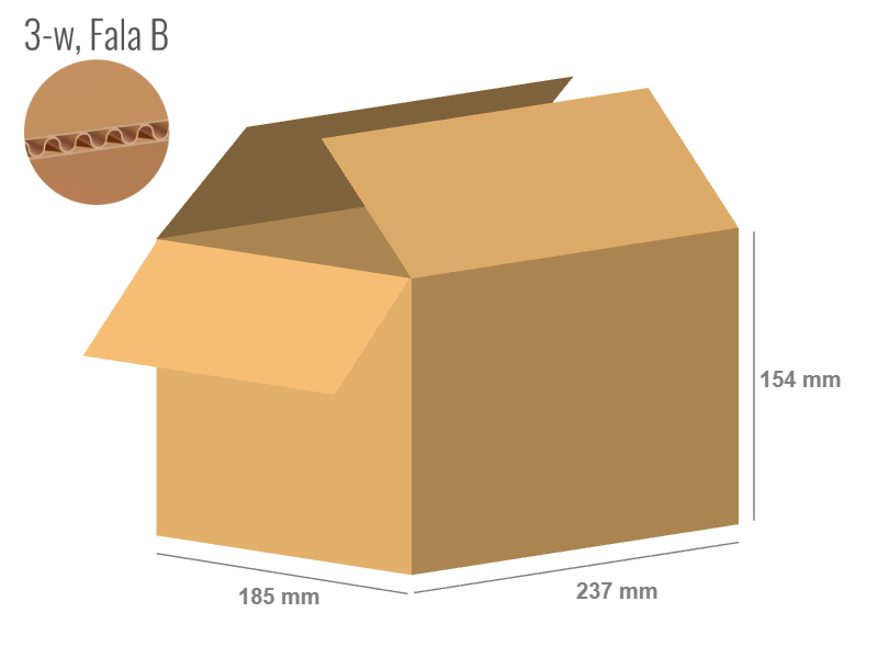 Cardboard box 237x185x154 - with Flaps (Fefco 201) - Single Wall (3-layer)