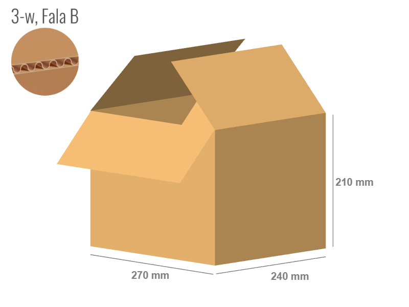 Cardboard box 240x270x210 - with Flaps (Fefco 201) - Single Wall (3-layer)