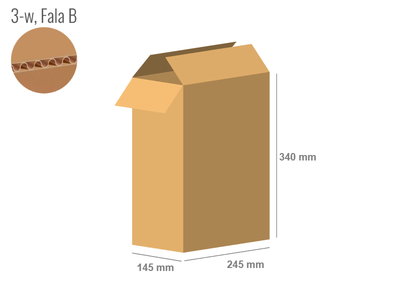 Cardboard box 245x145x340 - with Flaps (Fefco 201) - Single Wall (3-layer)