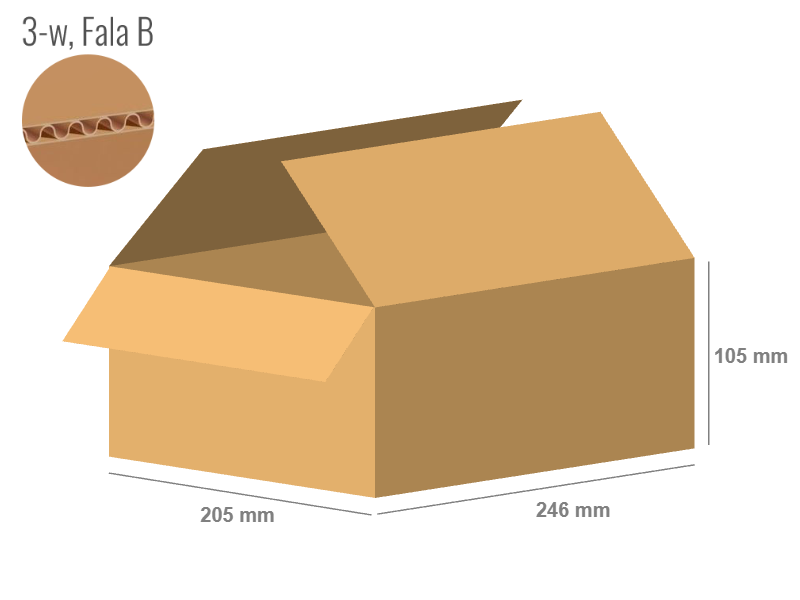 Cardboard box 246x205x105 - with Flaps (Fefco 201) - Single Wall (3-layer)