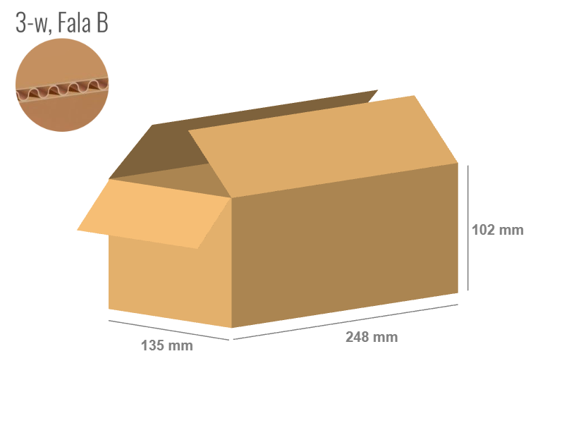 Cardboard box 248x135x102 - with Flaps (Fefco 201) - Single Wall (3-layer)