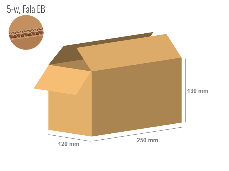 Cardboard box 250x120x130 - with Flaps (Fefco 201) - Double Wall (5-layer)