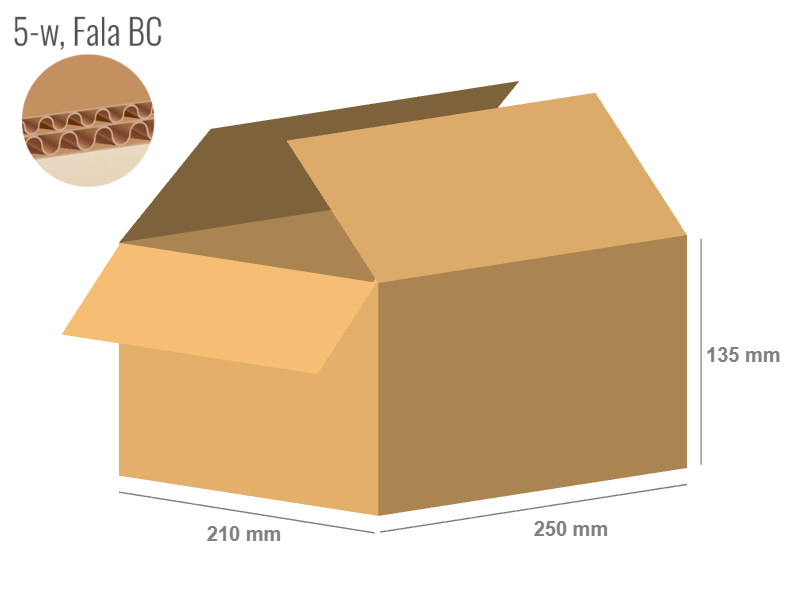 Cardboard box 250x210x135 - with Flaps (Fefco 201) - Double Wall (5-layer)