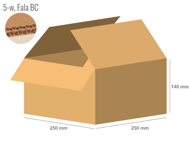 Cardboard box 250x250x140 - with Flaps (Fefco 201) - 5-layer (5w)