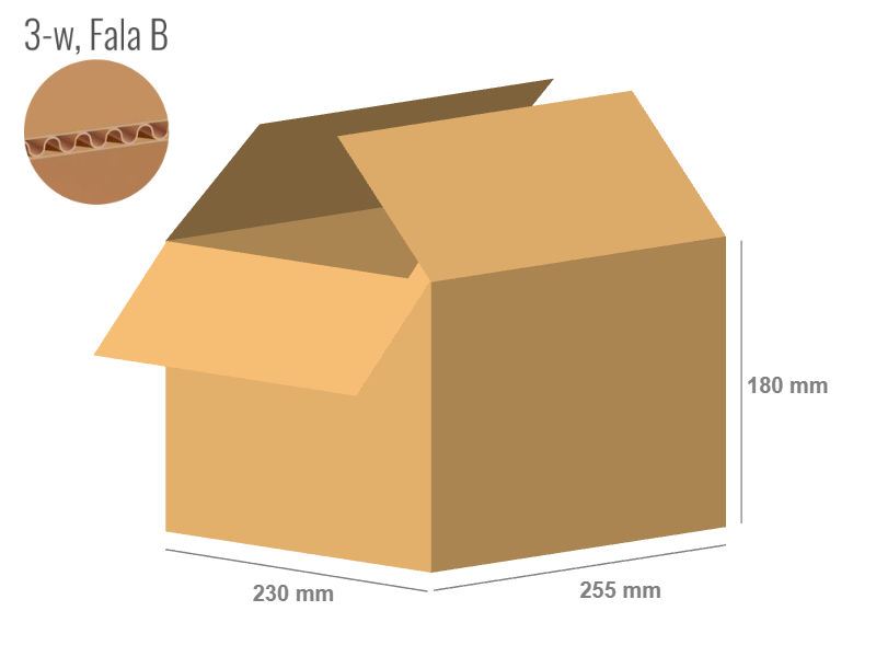 Cardboard box 255x230x180 - with Flaps (Fefco 201) - Single Wall (3-layer)